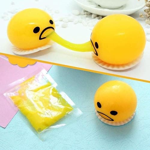 5PCS Yellow Round Vomiting & Sucking Lazy Egg Yolk, Vomiting Egg Yolk,Vent Stress Tricky Game Relief Toys thumbnail 2