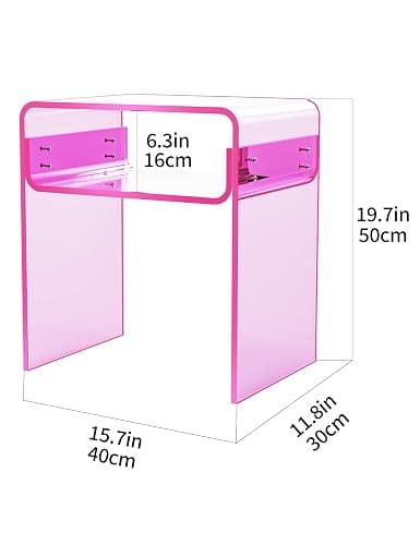 solaround Table d'appoint en Acrylique, Transparent, pour Salon, Chambre, Table de Chevet, 40 x 30 x 50 cm (Rose) thumbnail 3