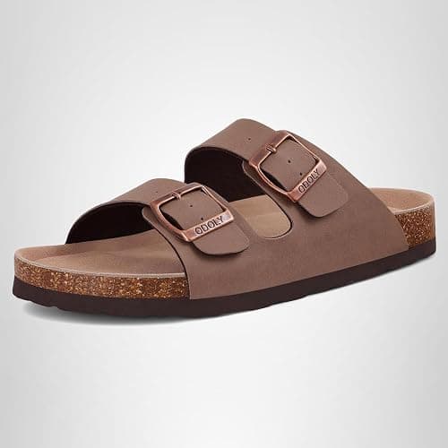 ODOLY Unisex Cork Footbed Slide Sandal, Arch Support Summer Outdoor Sandals with Adjustable Buckle for Women and Men thumbnail 7