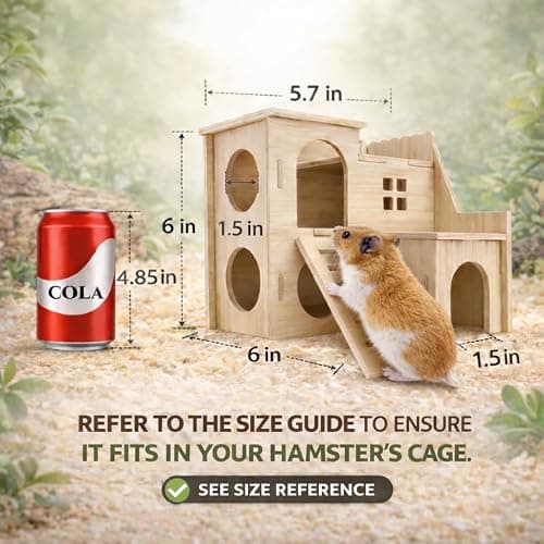 Tiny Hamster Maze Wood House Fun Slide House Double-Decker Hut for Dwarf Gerbil Mouse Mice Rat Small Animals(Only for Small Hamster) thumbnail 5