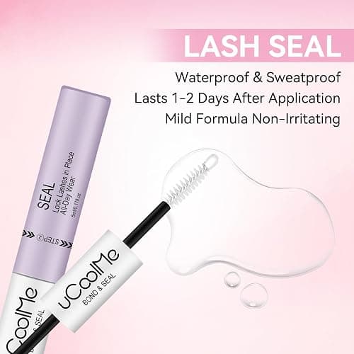 Lash Bond and Seal uCoolMe Waterproof for Lash Clusters 144Hours Super Hold Long-Lasting Non-Irritating Eyelash Glue for DIY at Home(White Bond,10ML) thumbnail 7