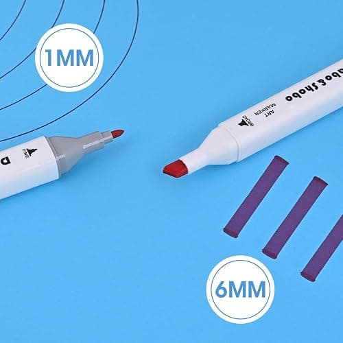 Dabo&Shobo 120 Colors Alcohol Drawing Markers, Dual Tip Art Markers, Fine & Chisel Tip, Chisel Coloring Marker For Adult Coloring thumbnail 5