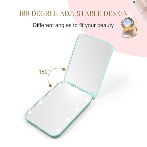 Kakuje Compact Mirror, 1X/3X Magnification LED Pocket Mirror with Nternal BIattery, Mini Mirror for Purse, Pocket,Travel and Present (Mint Green) - Mint Green thumbnail 7