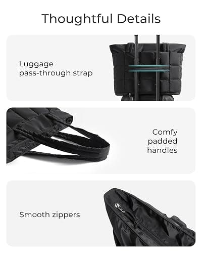 BAGSMART Expandable Tote Bag for Women, Puffer Work Tote Handbag, Quilted Carry On Bag for Travel Gym thumbnail 7