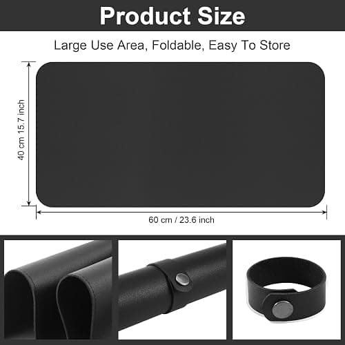 Diesisa Nail Art Table Mat,Foldable Nail Arm Rest Pad for Nails,Soft Microfiber PU Leather Nail Mat for Table,Waterproof Manicure Pad,Nail Table Pad for Nail Technician Salon Home-Black thumbnail 5