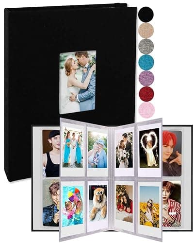 GPIRAL 2x3 Photo Album 208 Vertical Photos - Linen Front Window, Photo Album Compatible with Fujifilm Instax Mini Film 7s 8+ 9 11, Polaroid Snap/PIC 300, HP Sprocket, Zip Printer, Black - Image 1