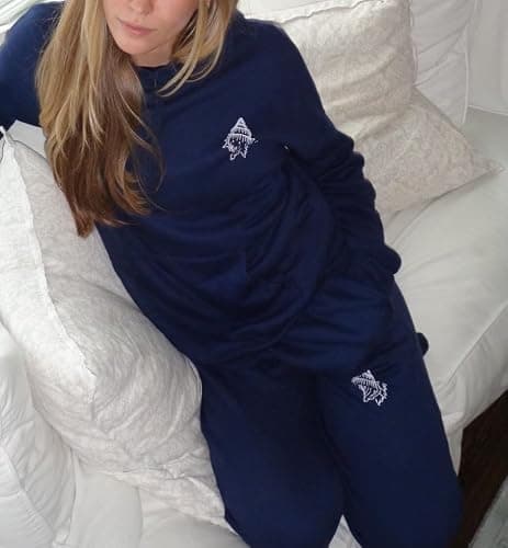 Yiulangde Women Teen Girls Cute Embroidered Flower Ocean Graphic Hoodies Coastal Preppy Long Sleeve Pocket Hoodie Sweatshirts - Conch Navy - Small thumbnail 7