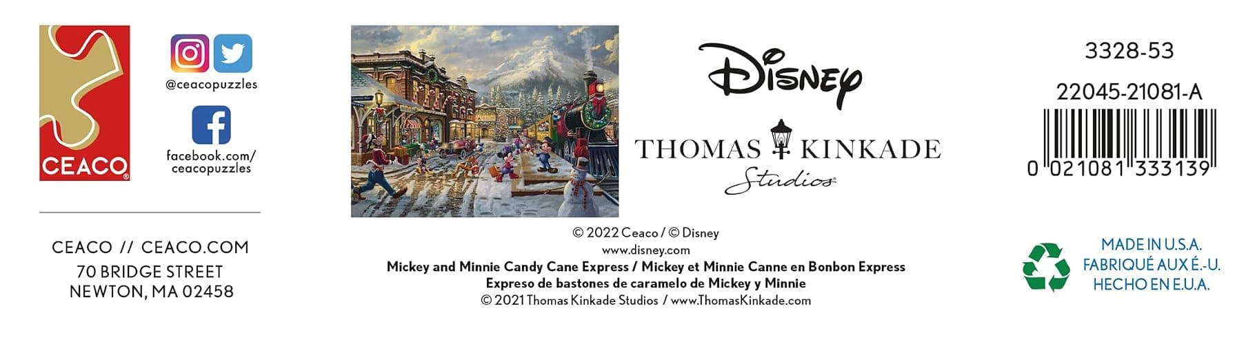 Ceaco - Thomas Kinkade - Disney - Holiday - Candy Cane Express - 1000 Piece Jigsaw Puzzle thumbnail 7