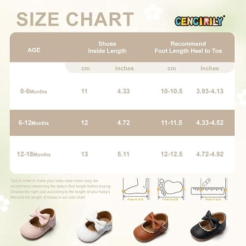 CENCIRILY Infant Baby Girls Mary Jane Flats Non Slip Soft Sole Prewalker Princess Wedding Dress Shoes thumbnail 6