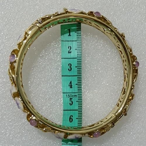 FcaLdqy Cloisonne Bracelet,Enamel Bracelet, Pink Purple Ginkgo Leaf Bracelets Traditional Cloisonne Enamel Ethnic Spring Hinged Cuff Bangles for Women thumbnail 7