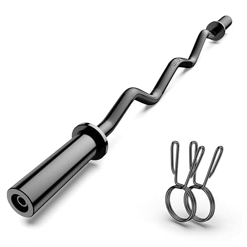 Olympic EZ Curl Barbell Bar 47", 2-Inch Curl Bars for Weight Lifting,Hip Thrusts,Squat,Biceps-Home Gym Chrome Curling Bar for 2 Inch Weight Plates -2 Spring Collars(500lb Weight Capacity) - Image 1