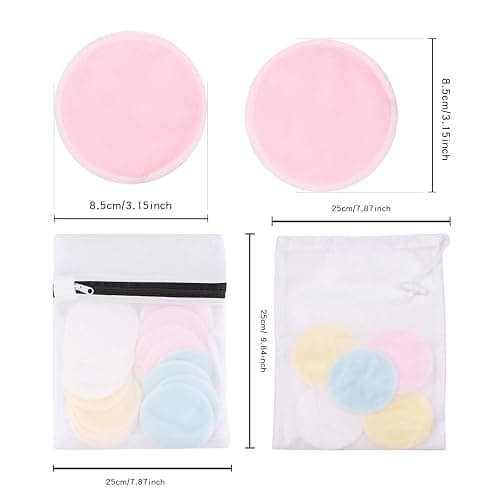 Reusable Makeup Remover Pads (16 Pack) with 2 Bags for Laundry & Storage, Reusable Bamboo Cotton Rounds, Eco-Friendly Reusable Cotton Pads for All Skin Types thumbnail 6