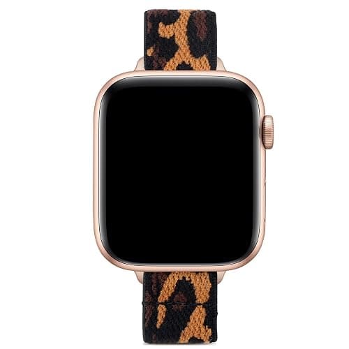 SICCIDEN Slim Stretchy Bands Compatible with Apple Watch Band 42mm 41mm 40mm 38mm, Women Elastics Nylon Thin Strap for iWatch SE 3/2/1 Series 11 10 9 8 7 6 5 4 3 2 1 (Leopard/Rose Gold) thumbnail 4