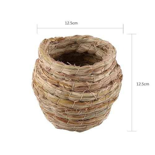 Bird Nest, Handwoven Straw Bird Nest for Myna Thrush Budgie Peony Finch Natural Hatching Breeding Cave House for Small Birds thumbnail 2