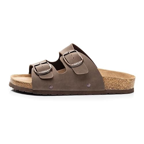 FITORY Womens Flat Sandals with Cork Footbed, Open Toe Arch Support Slides Adjustable Slip On Slippers for Summer 2026 Size 6-11 thumbnail 2
