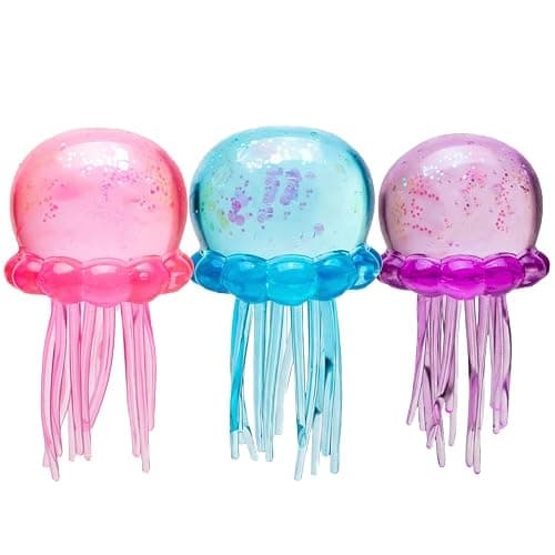 Jellyfish Squishy, Jellyfish Design Squeeze Stress Ball,Fidget Stress Ball, Ice Squeeze Cube-Drop Malt Sugar Balls Sensory for Anxiety Stress Party Favors (3Pcs) - Image 1