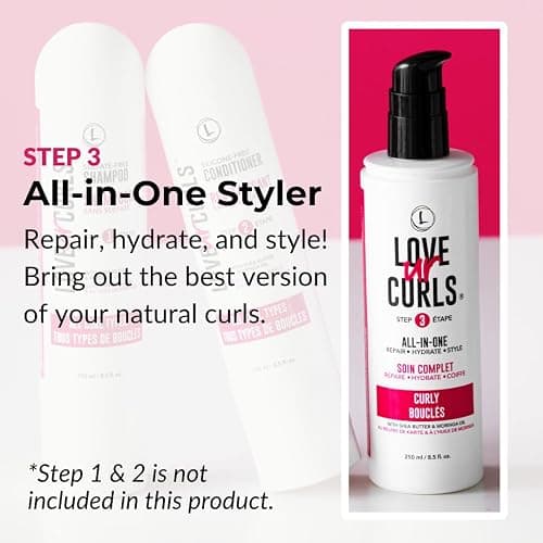 Love Ur Curls All in One Curl Cream Styler, Anti Frizz Curling Cream for Curly Hair, Repair, Define, Hydrate & Style with Shea Butter, 250mL thumbnail 2