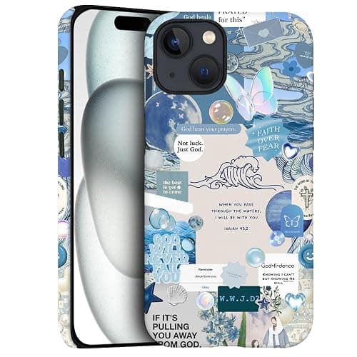 Case for iPhone 14 - Slim Fit Anti-Scratch Phone Case for Girl Women - Bible Verse Christian Faith Collage (Frosted) - Image 1