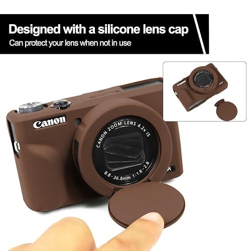 Easy Hood Case for Canon Powershot G7 X Mark III Digital Camera, Soft Silicone Protective Cover with Removable Lens Cover for Canon Powershot G7X Mark III DSLR Camera (Brown) thumbnail 2