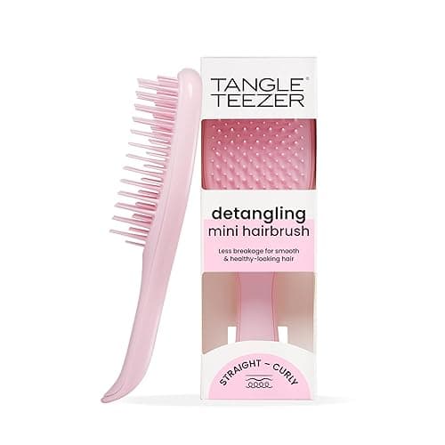 Tangle Teezer The Ultimate Detangler Mini Straight to Wavy Hairbrush | Travel Detangling Brush | Two-Tiered Teeth Reduce Breakage & Eliminate Knots| Wet & Dry Hair | Millennial Pink - Image 1