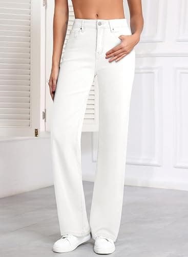 Sidefeel Women's Wide Leg Jeans Casual High Waisted Straight Zimbaplatinum Denim Pants with Pockets thumbnail 4