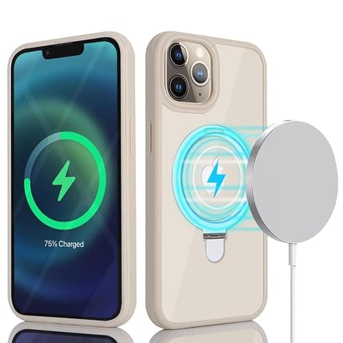 Cavor for iPhone 11 Pro Max Case with Screen Protector,Compatible with Magsafe and Stand, Phone Case for iPhone 11 Pro Max Case Built in Screen Protector,Shockproof Protective Cover-Beige thumbnail 7