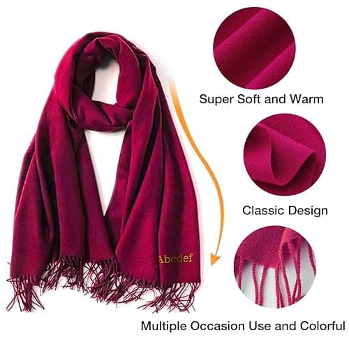 callie Personalized Winter Scarf for Men/Women, Custom Embroidered Birth Flower and Name, Soft Warm Scarf, 8 Colors for Choose, Birthday Gifts Christmas Gifts thumbnail 2