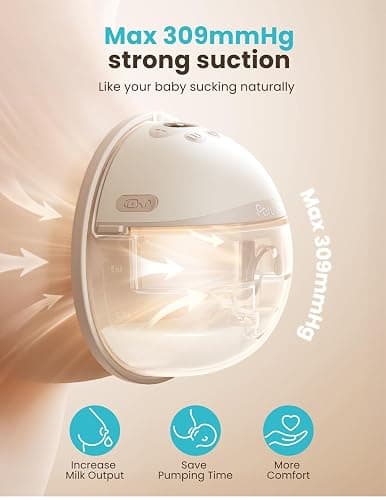 Paruu P16 Pro Wearable Breast Pump, Hands-Free Electric Breast Pump with 160min Battery & Night Light, 4 Modes & 12 Levels, 309mmHg Suction, 24mm Flange, Storage Bag & Dust Cover, 2 Pack (Champagne) thumbnail 5