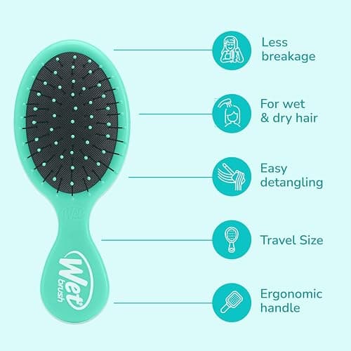 Wet Brush Squirt Detangling Brush, Amazon Exclusive Aqua, Mini Detangler, No Tangle Ultra-Soft IntelliFlex Bristles, Wet & Dry Styling Hairbrush for Women & Men, All Hair Types thumbnail 3