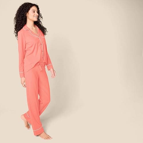 Amazon Essentials Women's Cotton Modal Long-Sleeve Shirt and Full-Length Bottom Pajama Set thumbnail 2