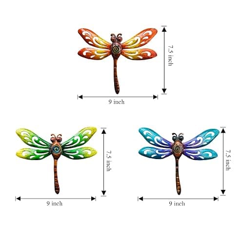 Yonivexis Metal Dragonfly Wall Decor Outdoor wall Art Hanging Decorations Living Room Bedroom Fence Dragonfly Garden Decor, Style1 | Hanging Living Room Bedroom Fence Dragonfly Garden Decor thumbnail 3