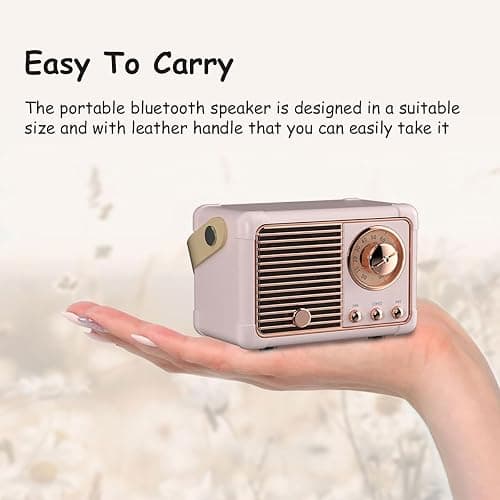 Baolira Retro Bluetooth Speaker, Portable Wireless Speaker with Crystal Clear Stereo Sound Rich Bass, Best Birthday Gifts Ideas for Women Teenage (Pink) thumbnail 5
