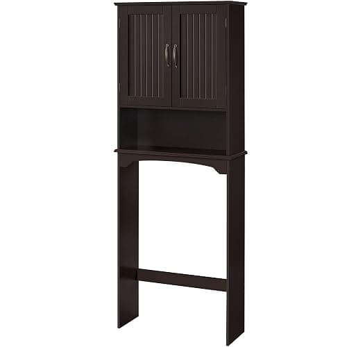Yaheetech Over The Toilet Storage with 2 Doors & Adjustable Shelf, Free Standing Toilet Rack Wooden Space-saving Collect Cabinet, Bathroom Furniture, 9Dx24.5Wx66H Inches, Espresso - Image 1