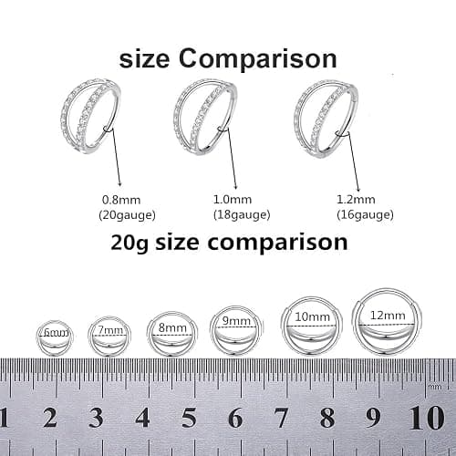 ORANGELOVE Double Open Stack CZ Nose Ring Hoop 316L Surgical Steel Helix Rook Conch Cartilage Daith Tragus Earrings Hinged Segment Nostril Piercing Septum Clicker 20G 18G 16G Lip Ring thumbnail 5