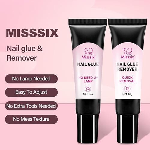 Misssix Short Almond Gel Nail Kit, 216Pcs Pre Etched Clear Fake Nail Tips | Full Cover Soft Acrylic False Nail with Nail Glue and Nail Glue Remover for Women 12 Sizes thumbnail 5