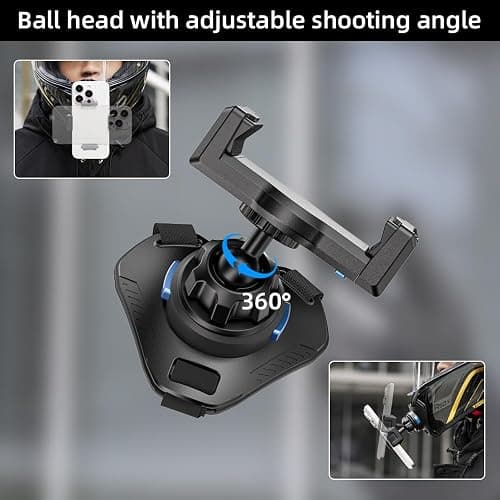 SOH Motorcycle Helmet Chin Strap Mount, Adjustable Magnetic Phone Helmet Chin Mount with Phone Clip for iPhone 16 Pro Max/15/14, Google, Samsung, LG, Pixel, Huawei, Xiaomi,All Smartphones thumbnail 4