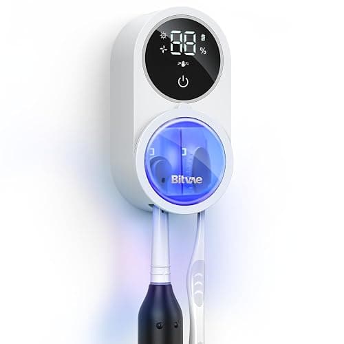 Bitvae Toothbrush Cleaner & Toothbrush Holder, Cleaning and Air Drying, LED Smart Screen, Rechargeable Wall Mount Toothbrush Holder for Bathrooms - Image 1