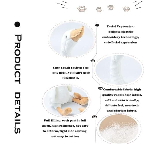 CHELEI2019 19.7" Goose Stuffed Animal Plush Toy,White Swan Stuffed Animal Toy Gifts for Kids thumbnail 4