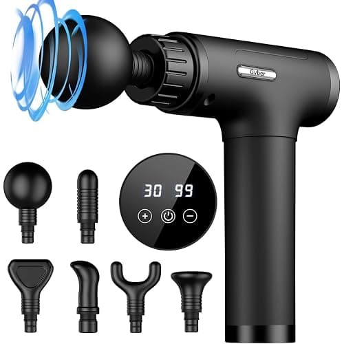 Gvber Massage Gun, Massage Gun Deep Tissue, Handheld Back Massager for Athletes, Percussion Muscle Massager with 6 Attachments & 30 Speed (Black) - Image 1