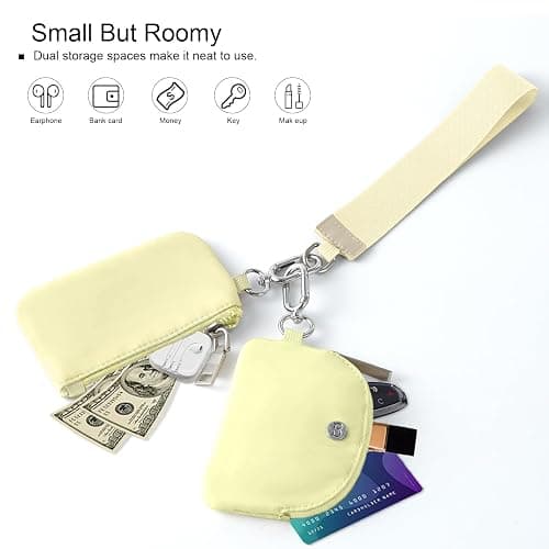 Babysun Mini Zip Around Dual Pouch Wristlet With 2 Straps Wristlet Keychain Wallet for Women Coin Purse Small Cute for Teen Girl thumbnail 4