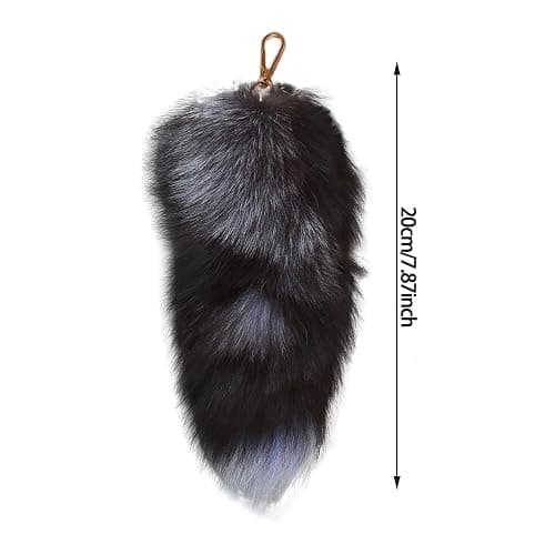 Faux Fur Tail Keychain Fluffy Therian Cosplay Accessory Long Soft Realistic Animal Tail Charm for Costume Party thumbnail 7
