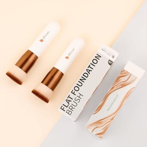DUcare Foundation Brush 2pcs Flat Top Kabuki Brush Self Tanner Professional Face Brush Liquid Blending Mineral Powder Buffing Stippling Makeup Tools thumbnail 8
