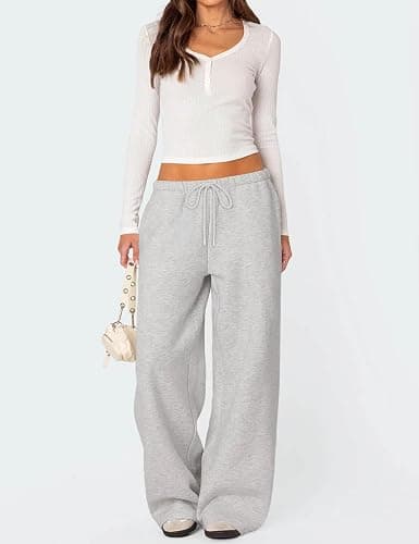 HeSaYep Women's Fleece Lined Sweatpants Winter Warm Wide Leg Sweat Pants Baggy Casual Pants with Pockets thumbnail 5