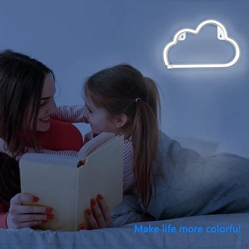 Cloud Neon Signs, LED Light for Wall Decor, Battery or USB Powered Sign Shaped Decoration Lights Bedroom Aesthetic Teen Girl Kid Room Christmas Birthday Wedding Party White thumbnail 5
