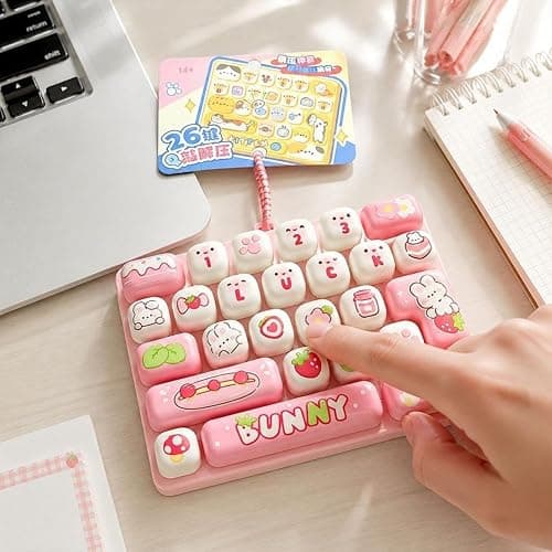 Keyboard Cute Cartoon Frog Clicky Keyboard Fidget Toy, 26-Key Keyboards Clicker Fidget Keychain, Button Stress Relief Finger Clicker Keycap Sensory Toys Bag Decor for Anxiety Decompression Adults thumbnail 4