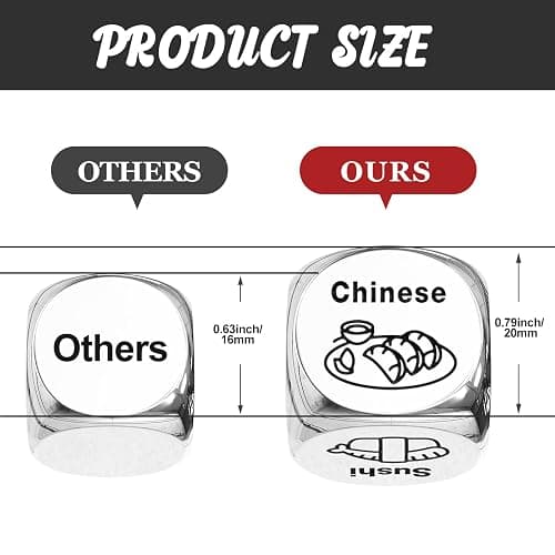 Stocking Stuffers for Men Women Adults: Steel Food Decision Dice Funny Gifts for Him Her Couple Girlfriend Boyfriend Husband Wife Christmas Anniversary Valentines Birthday Wedding Fathers Day thumbnail 3