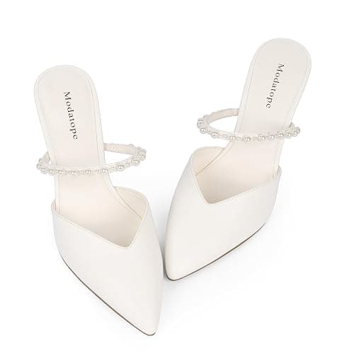 Modatope Pointed Toe Ankle Strap Heels for Women Stiletto Closed Toe Pumps Women Dress Party Mules Sandals thumbnail 5