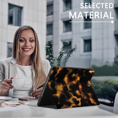 NBCDSUJ Brown Amber Tortoise Shell Tablet Case for iPad Air 5th/4th 2022/2020 10.9"/Air 11(M3/M2) 11", Cool Tortoise Shell Print Design Cover for Girls Boy, Trendy Protective Cases Flip Leather Funda thumbnail 7