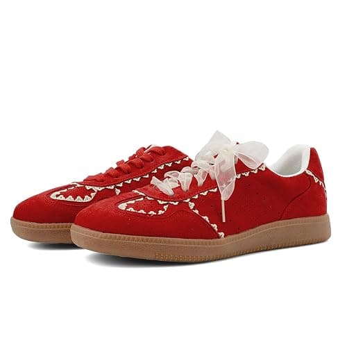 UBWDU Lace Fashion Ballet Sneakers for Women – Trendy Cute Crochet Ribbon Lace-Up Casual Spring Shoes thumbnail 4