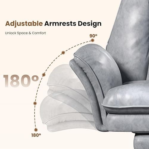 Big and Tall Office Chair, Flip Armrests for Pets & Cross Legged Sitting, Executive Ergonomic Computer Gaming Chair with Foot Rest, Teddy Fleece Wide Seat Reclining Desk Chair thumbnail 9